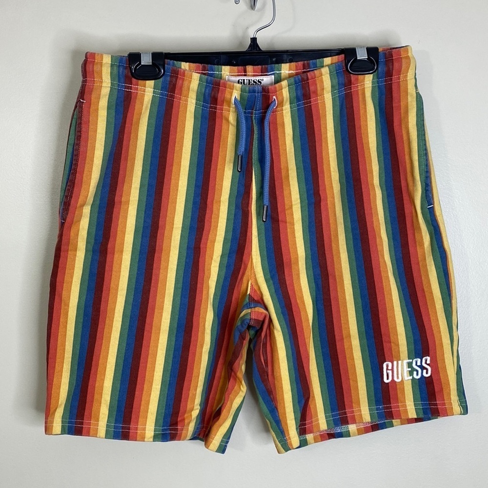 GUESS SAFFRON RAINBOW STRIPE SHORTS MEDIUM (SHORTS ONLY) 🌈 UNISEX